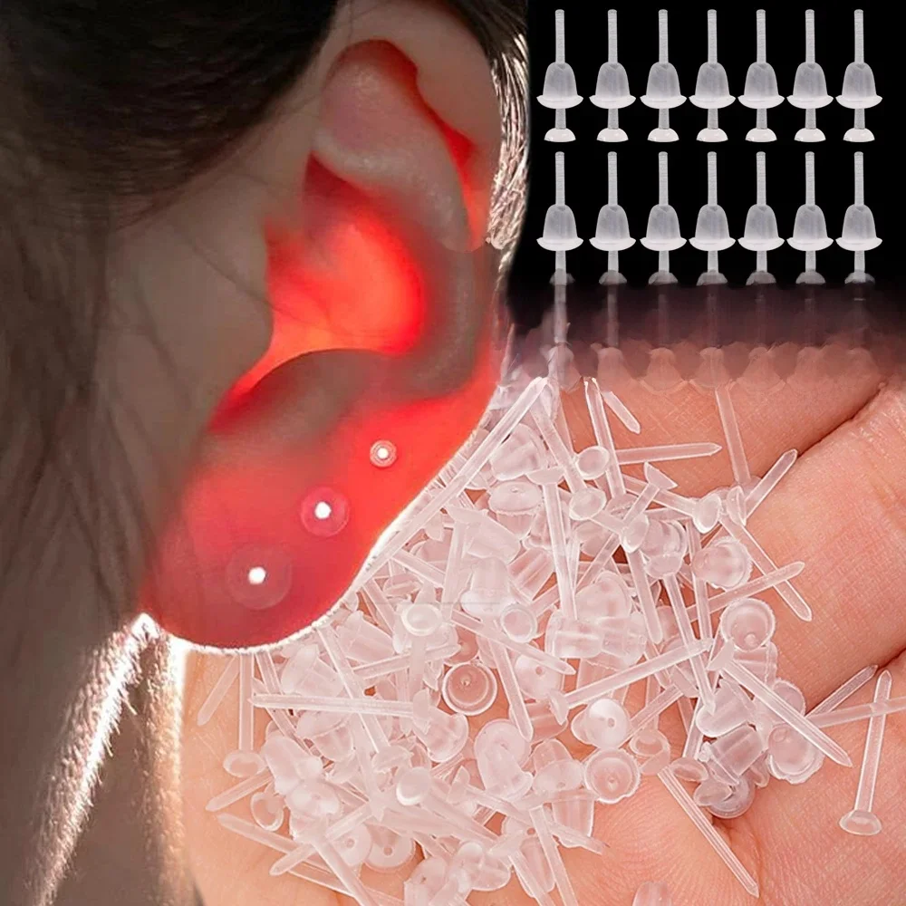 50-500 pièces bricolage boucles d'oreilles en plastique Style minimaliste clair boucle d'oreille dos clous d'oreille Piercing retenue pour hommes et femmes bijoux