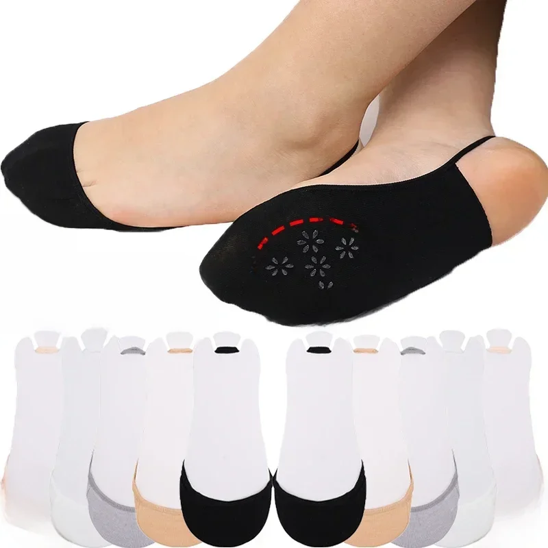 3 paires de chaussettes invisibles demi-paume pour femmes, chaussures d'été en Silicone antidérapantes, bateau fin, talons hauts, doublure antidérapante, bonneterie demi-pieds