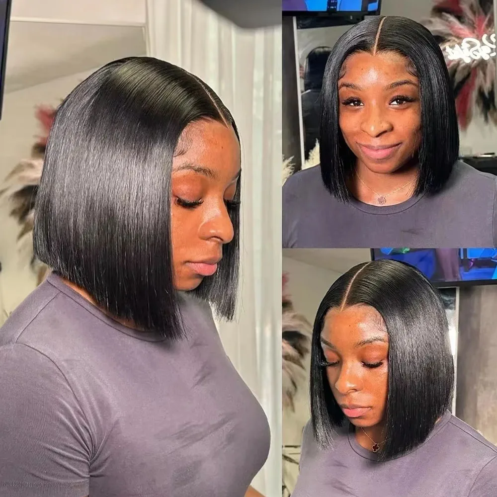 Bob Wig Human Hair Lace Front Wigs Human Hair Human Hair Wigs Hd Transparent 13X4 Straight Lace Frontal Bob Wigs Cheap wigs image 5
