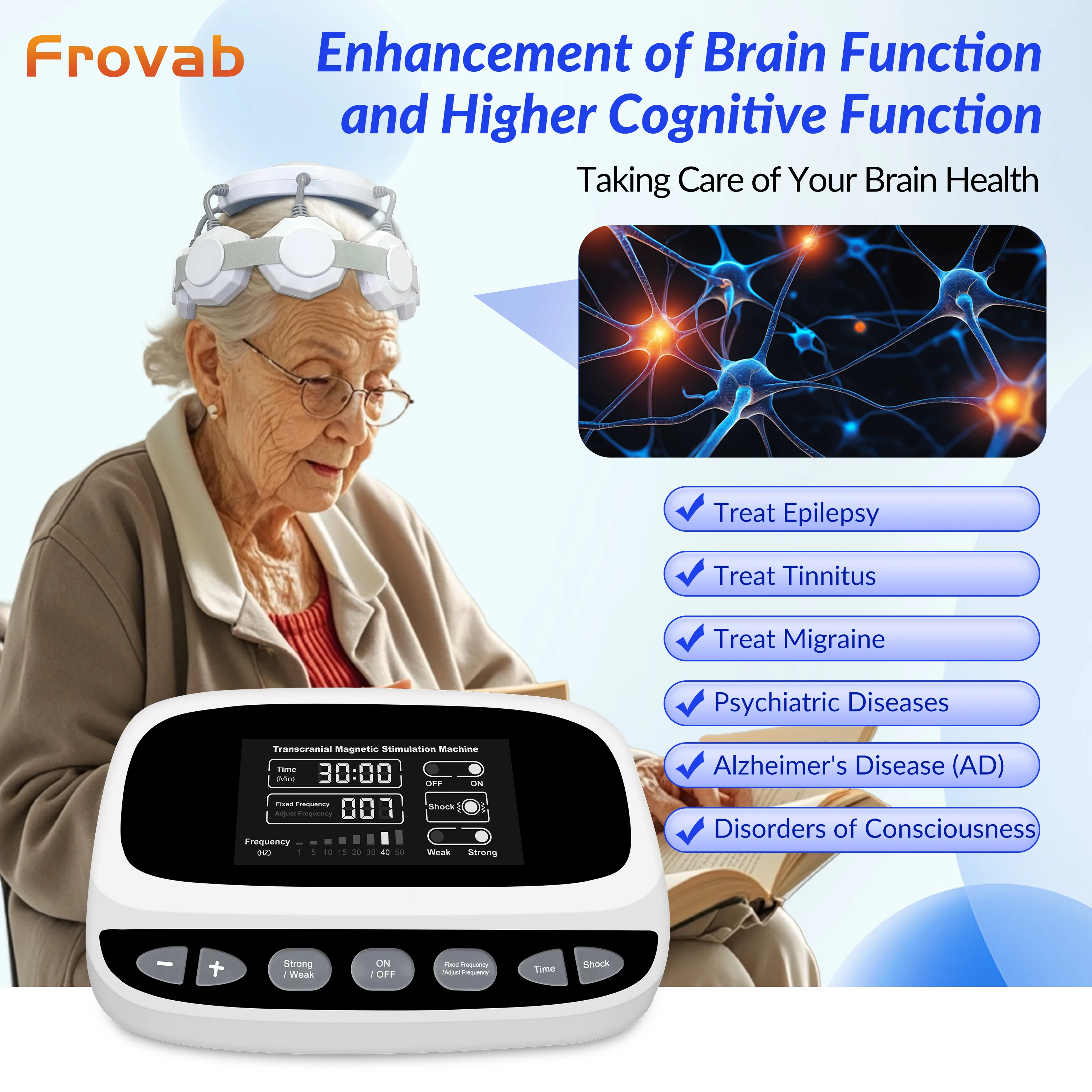 

RTMS Транскраниальная магнитная стимуляционная машина Неинвазивное лечение для депрессии, тревоги, бессонницы Паркинсона, психического здоровья