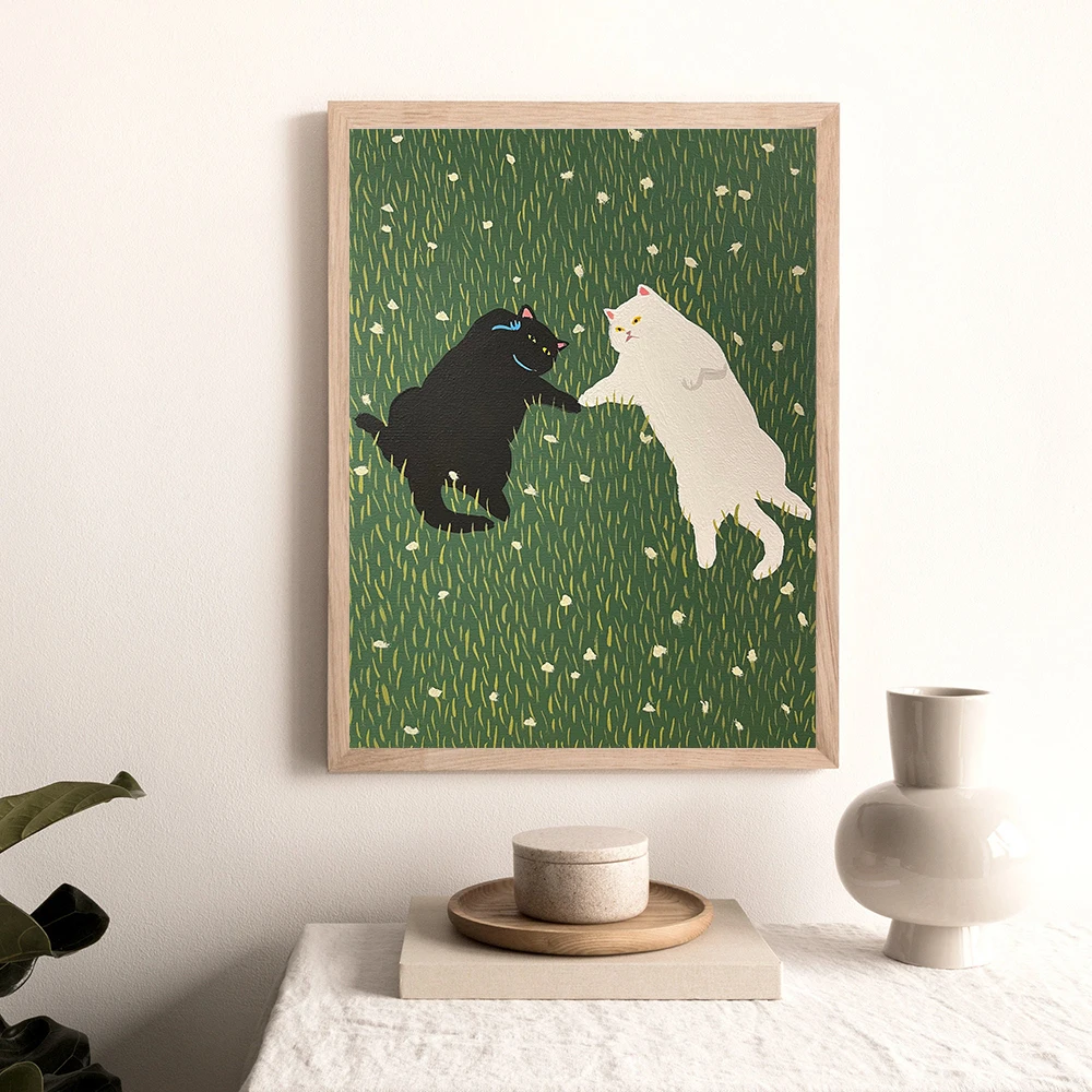 

Lovers Cat Canvas Painting Plants Posters Can You Sing Me That Until I Stop Quote Wall Art Prints Pictures for Living Room Decor