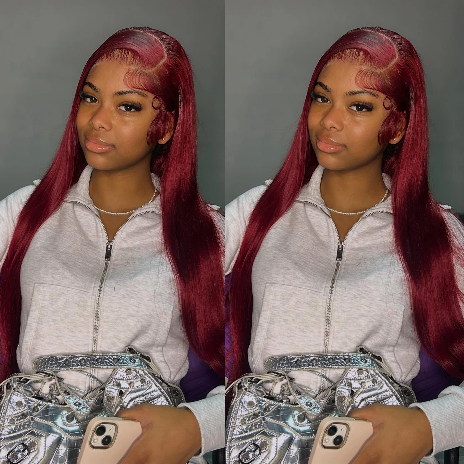 

99J Красный Бордовый Цветной Парик Человеческих Волос 13X6 HD Прямой Парик Фронта Шнурка 200% Плотность Предварительно Сорванный Парик Человеческих Волос