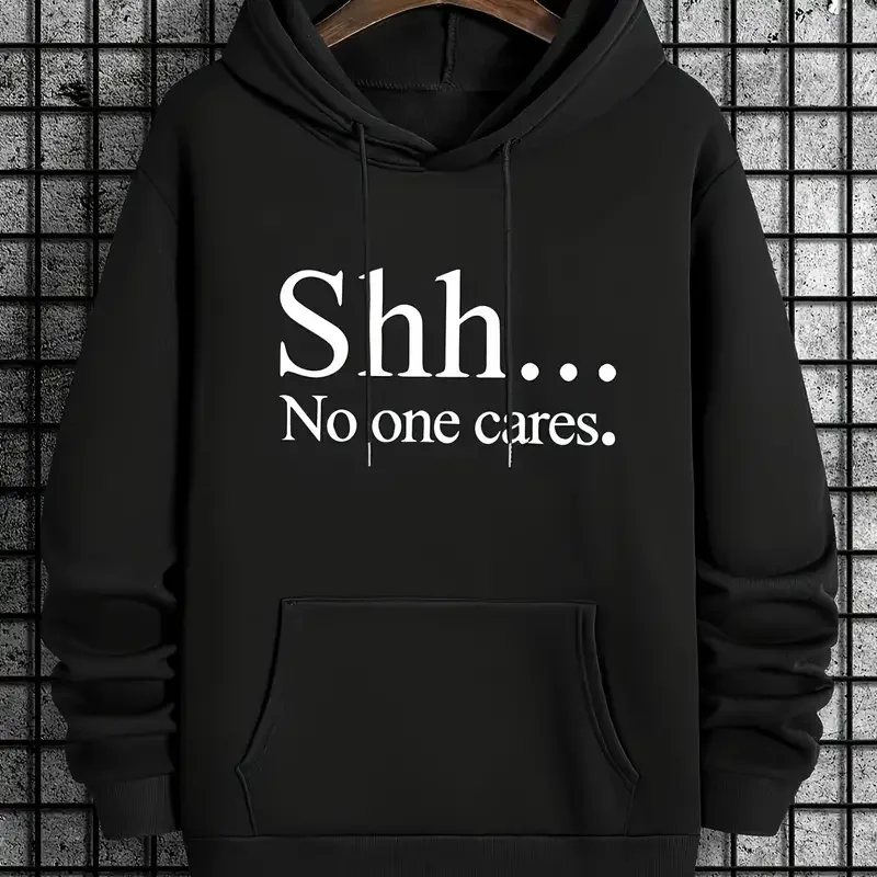

Letter slogan printed hooded sweatshirt, American men's trendy and cool loose breathable sports hoodie