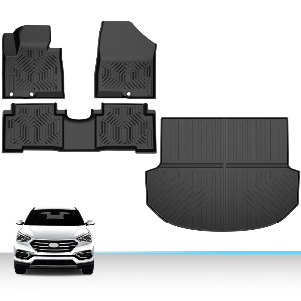 

Fit for 2013-2018 Santa Fe Tpe Floor Mats and Cargo Liner Set Black W/O 3Rd Row Waterproof Anti-Slip Dirt-Resistant Durable