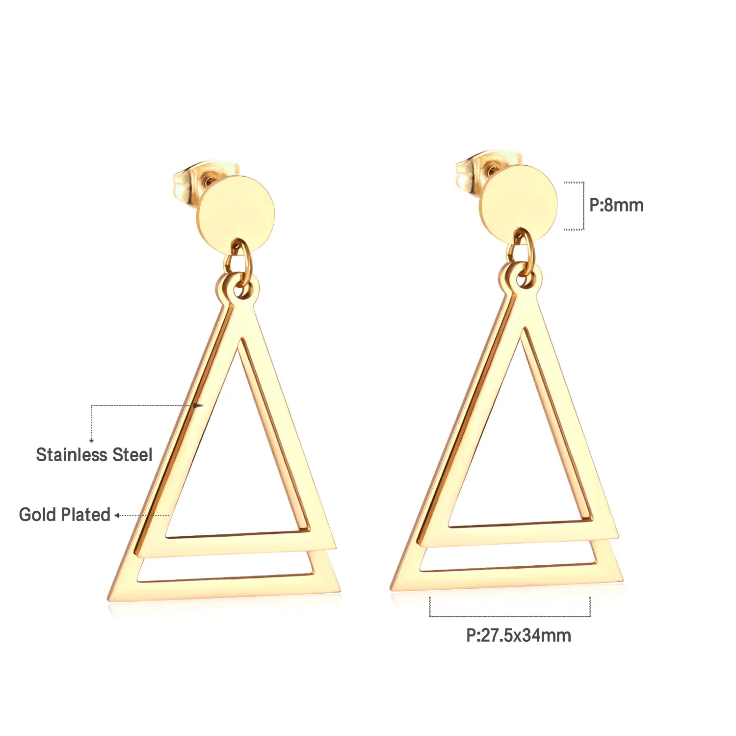 LUXUSTEEL Minimalist Geometric Dangle Earrings For Women Coin Charm Stainless Steel Metal Golden Color Exquisite Ear Jewelry