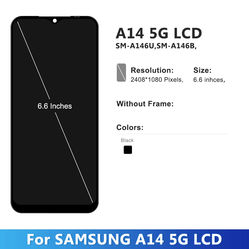 6.6 inch For Samsung A14 5G A146B LCD Display Touch Screen Digitizer For Samsung A146P A146U LCD Replacement Parts