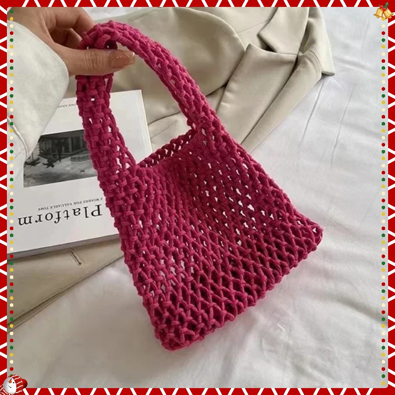 

Summer Multiple Colors & Sizes Bags Knitting Crochet Beach Shoulder Bag Hollow Out Handbag Ladies Knitting Straw Rope
