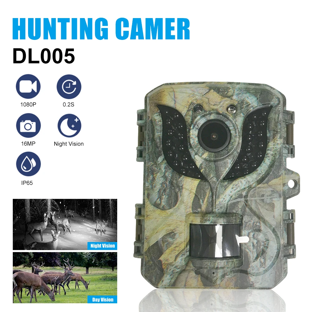 Trail Camera 1080P 16MP HD Outdoor Infrared Night Vision Camera 0.2s Trigger Time 2.0