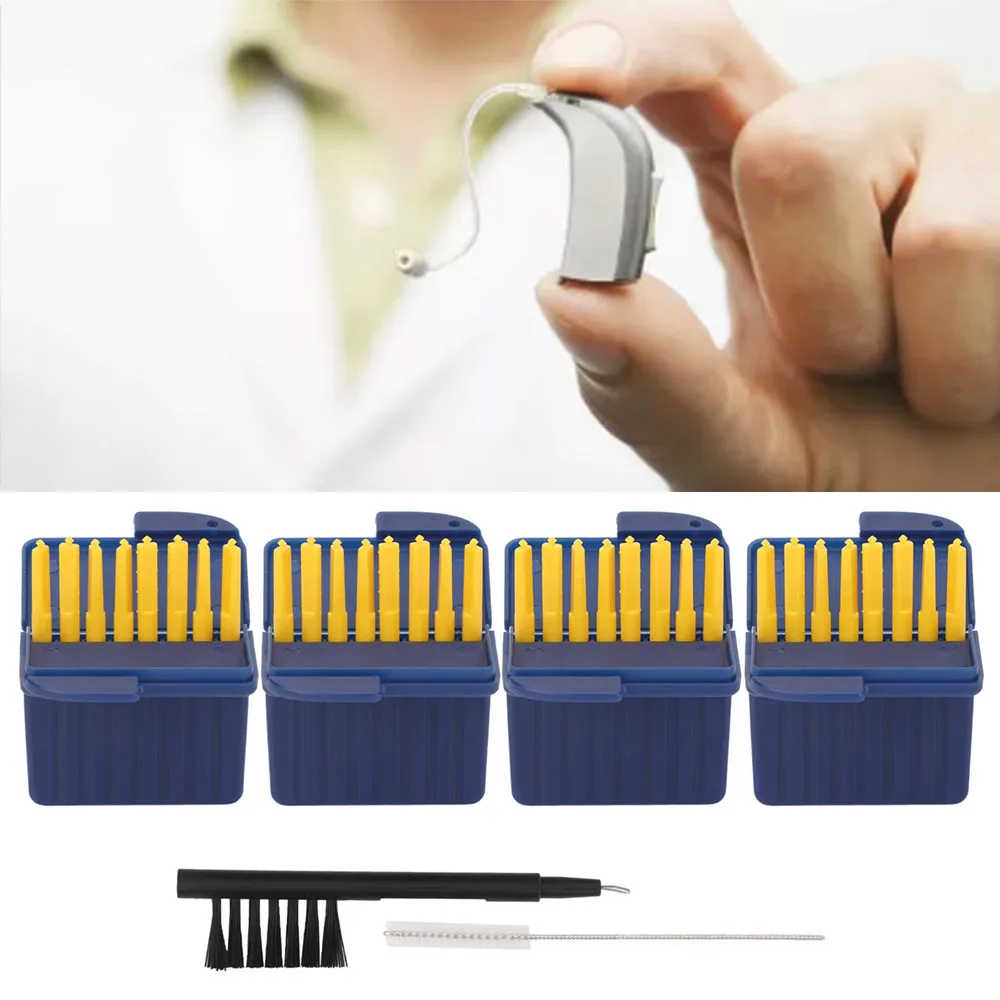 4 Pack 34 Pieces Hearing Aid Wax Guard Kit Cleaning Brush Tool with Storage Case for Starkey Hearing Aid Brush Set