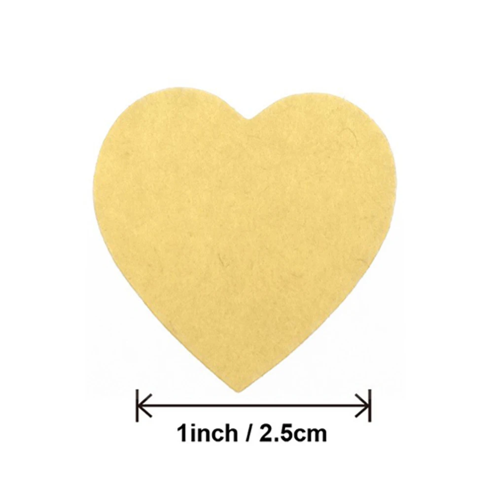 500pcs/roll Heart Shape Blank Brown Kraft Paper Adhesive Labels Handmade Tags Envelope Paper Baking Dessert Cake Sticker