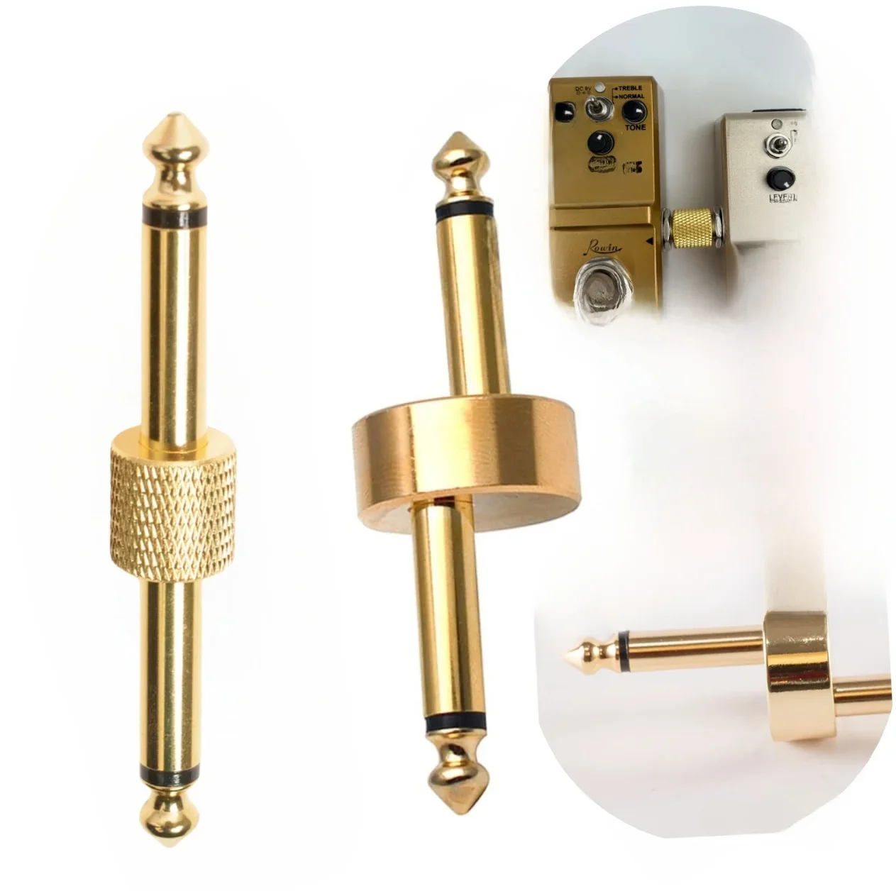 Miwayer connecteurs de pédale de guitare 6.35mm fiches dorées adaptateur de pédale d'effets de guitare droit/Type Z coupleur Audio accessoire de guitare