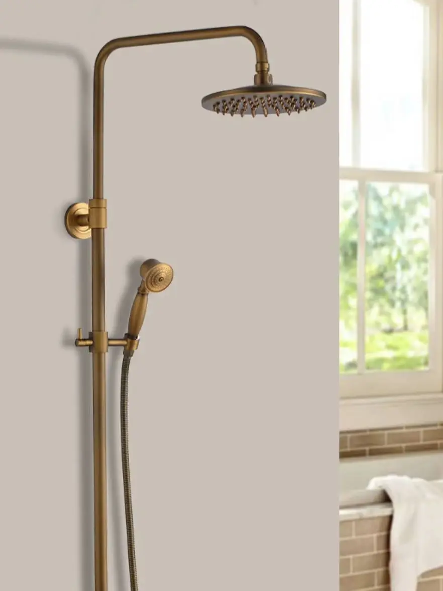 Retro verstelbare douchekolom, wandmontage, doucheset van massief brons, doucheset voor de badkamer, gemakkelijk te installeren - afbeelding 2