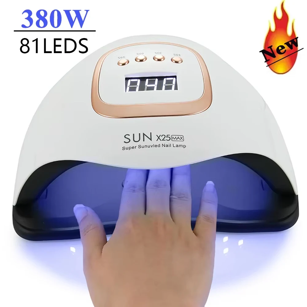 Sun-X25-max 380W 81LEDs UV LED Lamp for Nails Powerful Nail Dryer For Curing All Gel Nail Polish Drying UV Light for Manicure