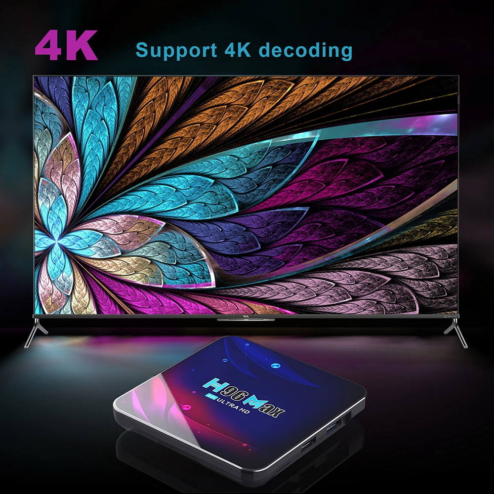 Quad Core Rockchip Rk3318 2GB 4GB 16GB 32GB 64GB 100M LAN 2.4G 5G Dual Wifi BT4.0 4K HDR Smart Android 12 TV Box H96 MAX V11