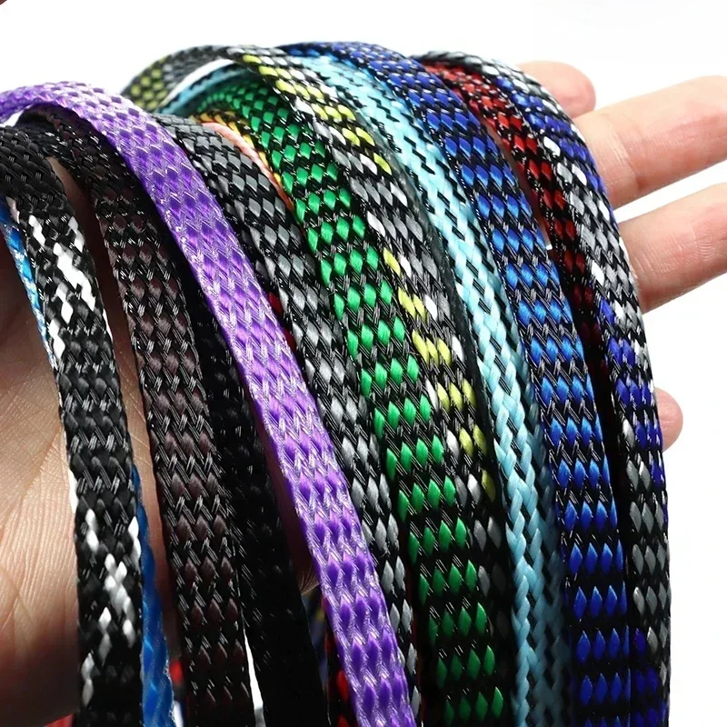 Manchon tressé élargi en coton PP, 1/5/20/50M, fil PET 4 8 12mm, enveloppe de fil souple, ligne de Protection de câble isolée, gaine de câble