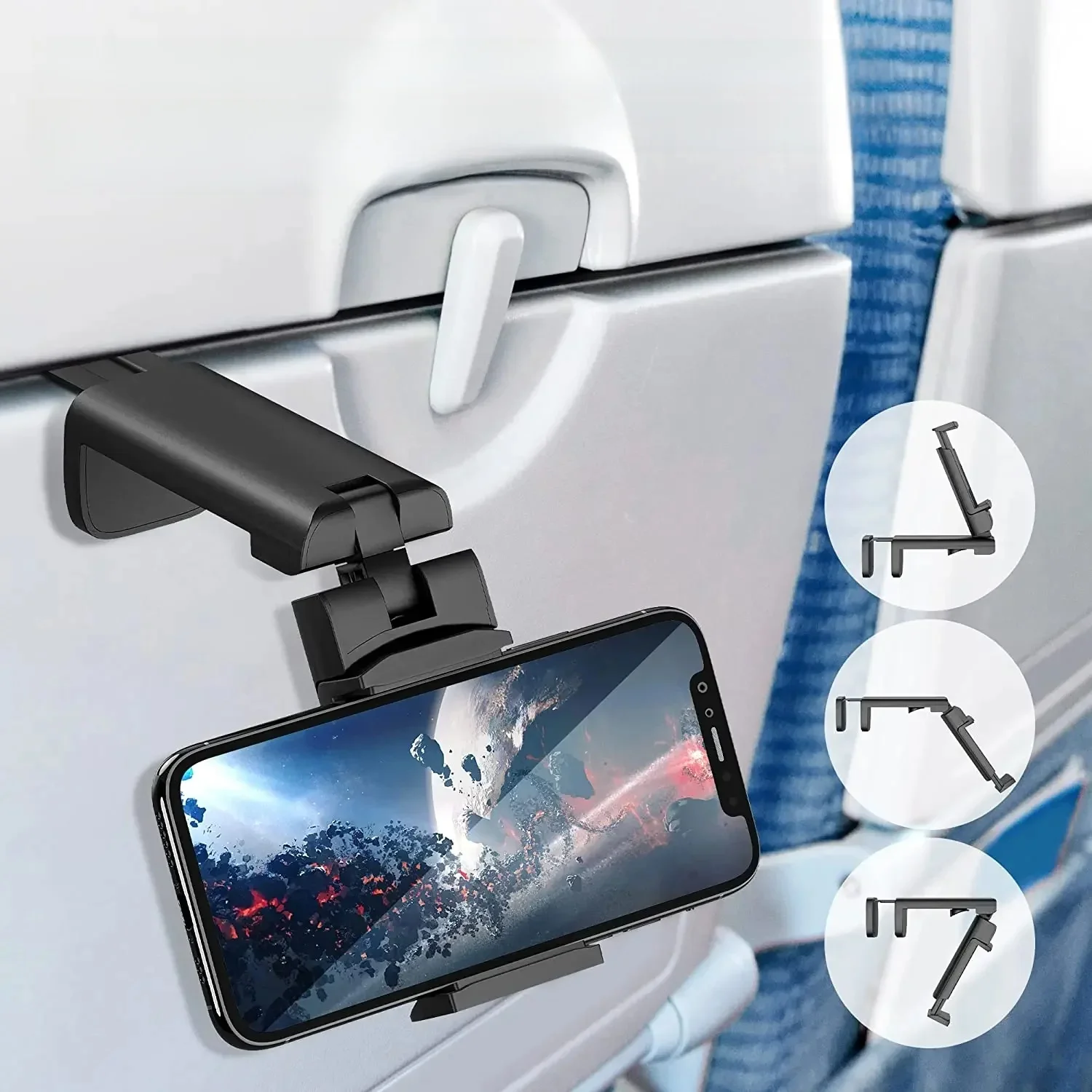 Vliegtuig Reistelefoonhouder Stand Mount Bureau 360 Draaien Opvouwbaar Reisbureau luie autostoel Vliegende houder voor 4,7-6,9 inch telefoon - afbeelding 2