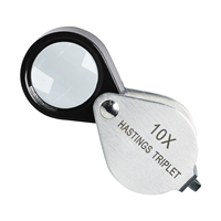 10X Hasting Jewelry Loupe Optical Magnifier Triplet Lens Stainless Steel Body Foldaway Pocket Tool for Hobbyist, Watch Repair