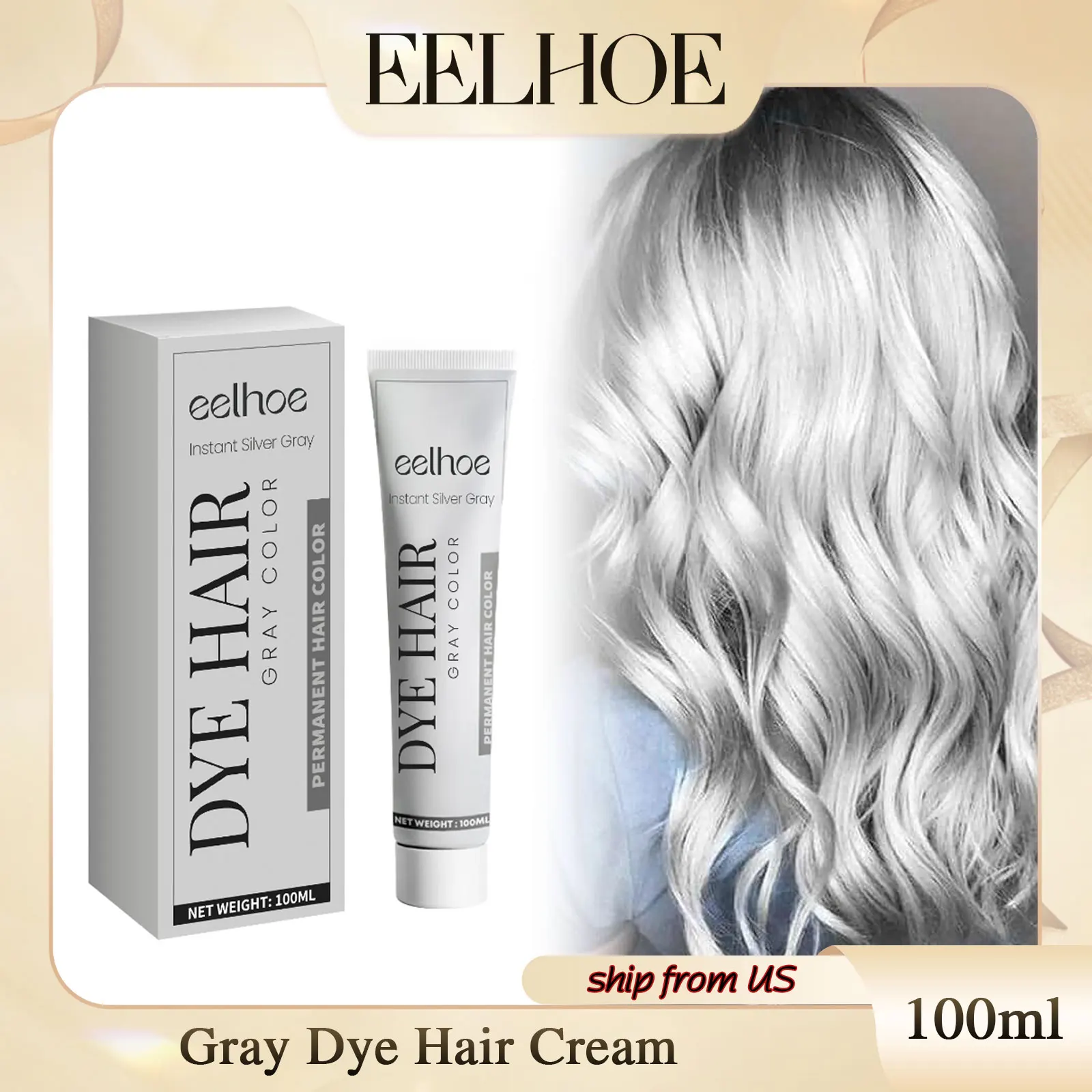 Grey Hair Dye Cream Unisex Smoky Punk Style DIY Styling No Damage Quick Coloring Long-lasting Professional Hairs Dyeing Creams