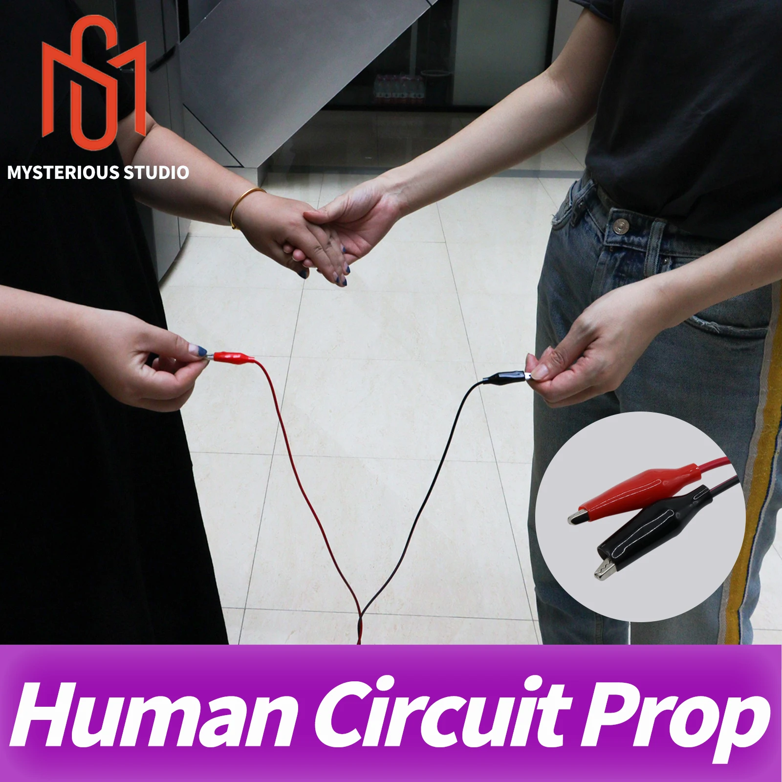 

Human Circuit Prop Real Life Escape Room Game Hold Hands to Open 12V Magnet Lock in Chamber Room