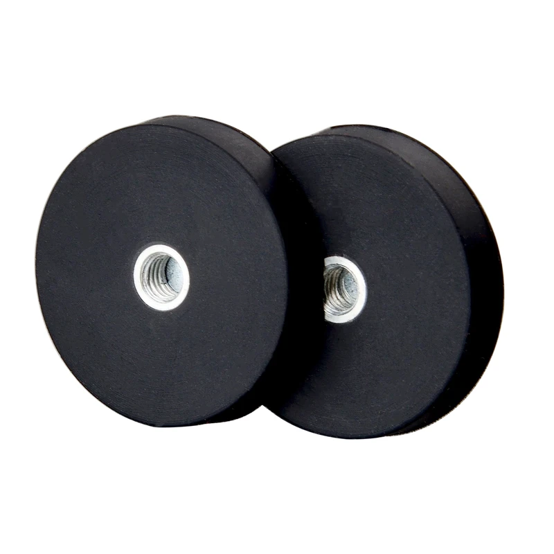 2PC 8.5KG Neodymium Disc Magnet Rubber Coated Internal Thread Hole M4 M5 M6 DIY Tools Storage Mirror LED lights Base