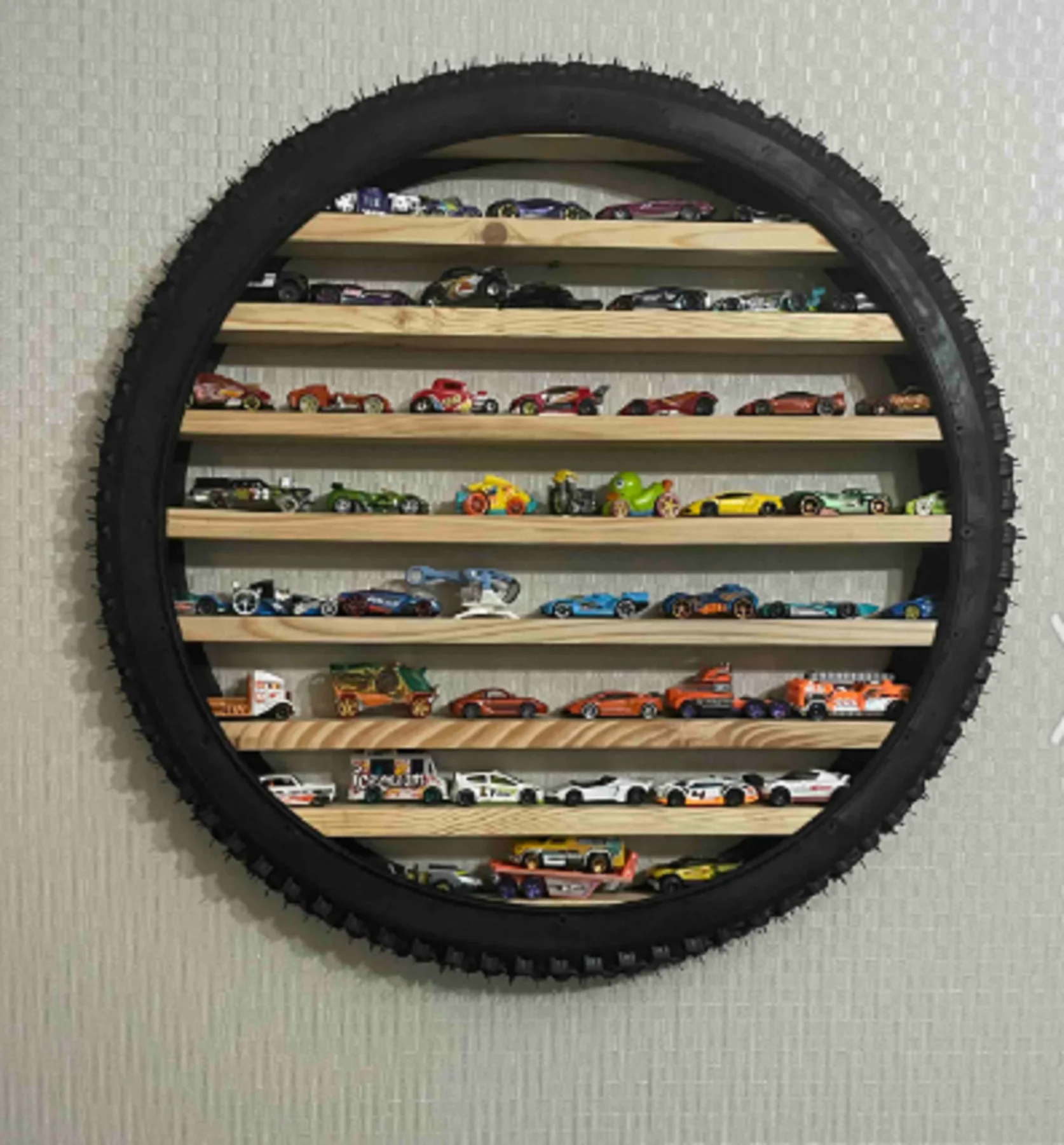 Wooden Wall Rack Wheel Vehicle Parking shelves Decorative Design Wall Shelf Appliance Accessory Interior Design Racks Set Wall..