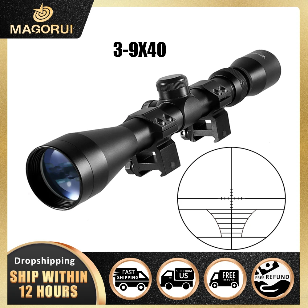 

Magorui 3-9X40 Hunting Scope Tactical Rangefinder Illuminated Optics Riflescope Crossbow Mil Dot 11mm/20mm Optical Sights