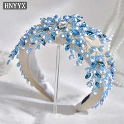 HNYYX Wedding Headdress Fashion Thickened Headband Blue Crystal Bridesmaid Headdress Rhinestone Women's Hair Accessories A290