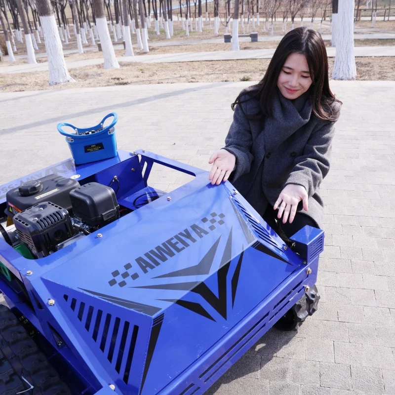 جهاز تحكم عن بعد زاحف صغير منزلي مخصص - ماكينة تشذيب العشب مع عرض قطع 550 مم لتصفيف الفناء