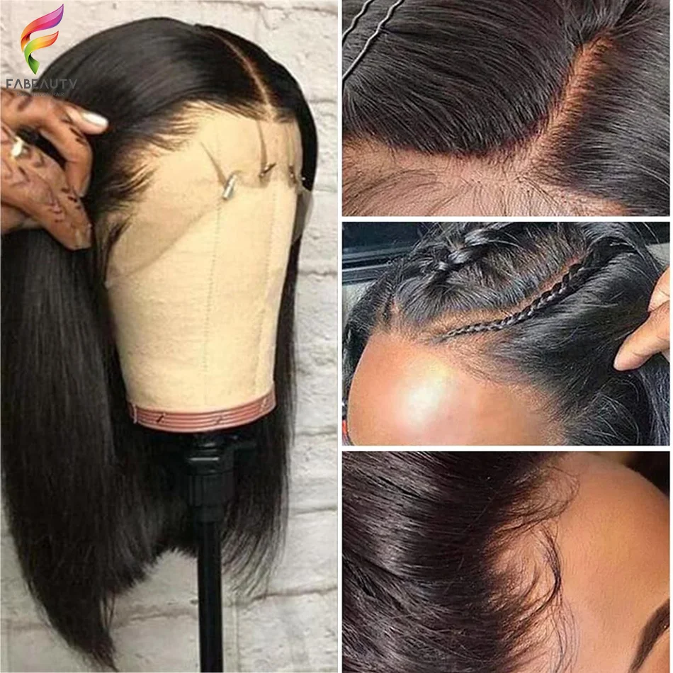 

13X4 Bob Wig Bone Straight Bob Wigs Lace Front Human Hair Wigs For Female 150 Density HD Transparent Lace Frontal Wigs For Woman