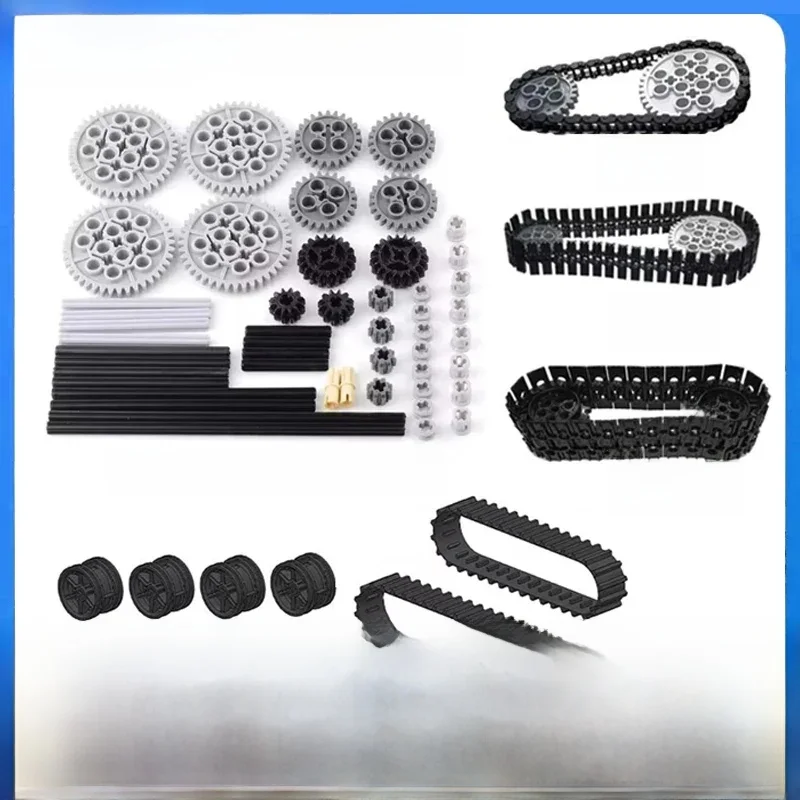 Pack de pistes et roues techniques compatibles Legoeds, ensemble d'engrenages et d'essieux, chaîne de réservoir, chenille pour 3711 3873 57518 88323 15379 14696