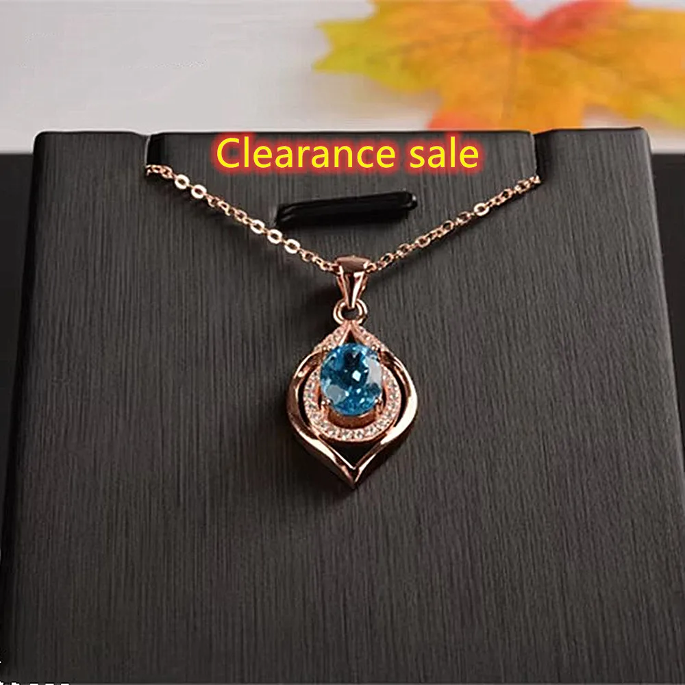 KJJEAXCMY Boutique Jewelry,Natural  Blue Topaz Female Models Necklace Pendant 925 Silver Inlaid