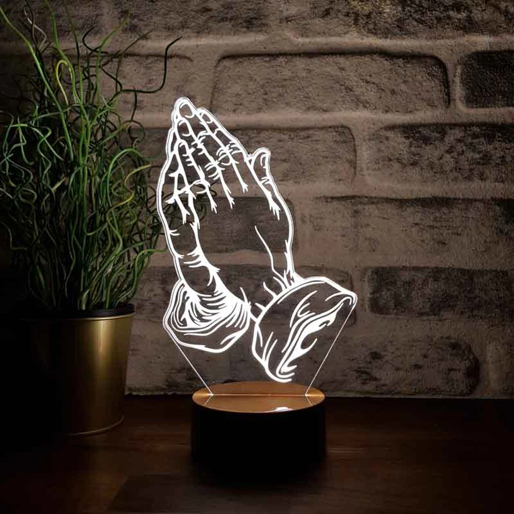 

Serenity Illumination: Decorative LED Table Lamp with Elegant Prayer Figure - Thoughtful Gift