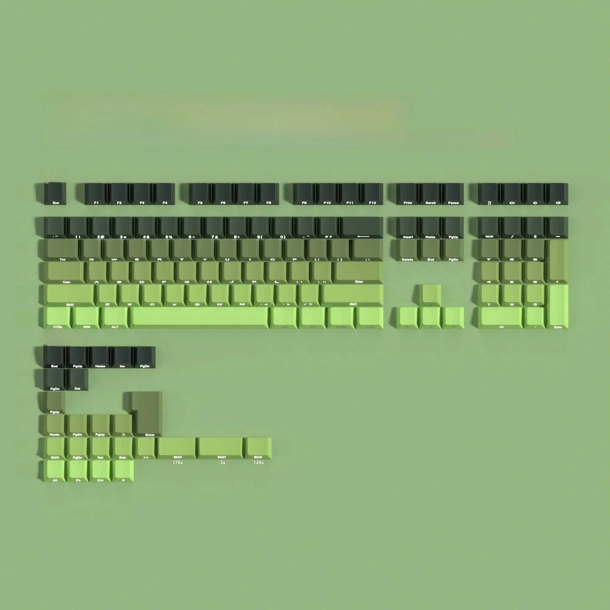 Matcha Gradient Keycaps Pbt Material Double Shot Transparent Side Letter For Mechanical Keyboard MX Switches Wooting Hi75