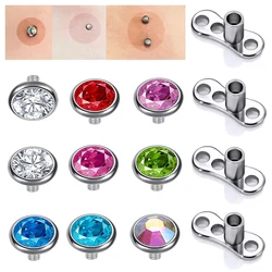 Surgical Steel Surface Piercing Dermal Anchor Microdermals Piercing CZ Perforation Accessories Micro Skin Diver Piercing Jewelry