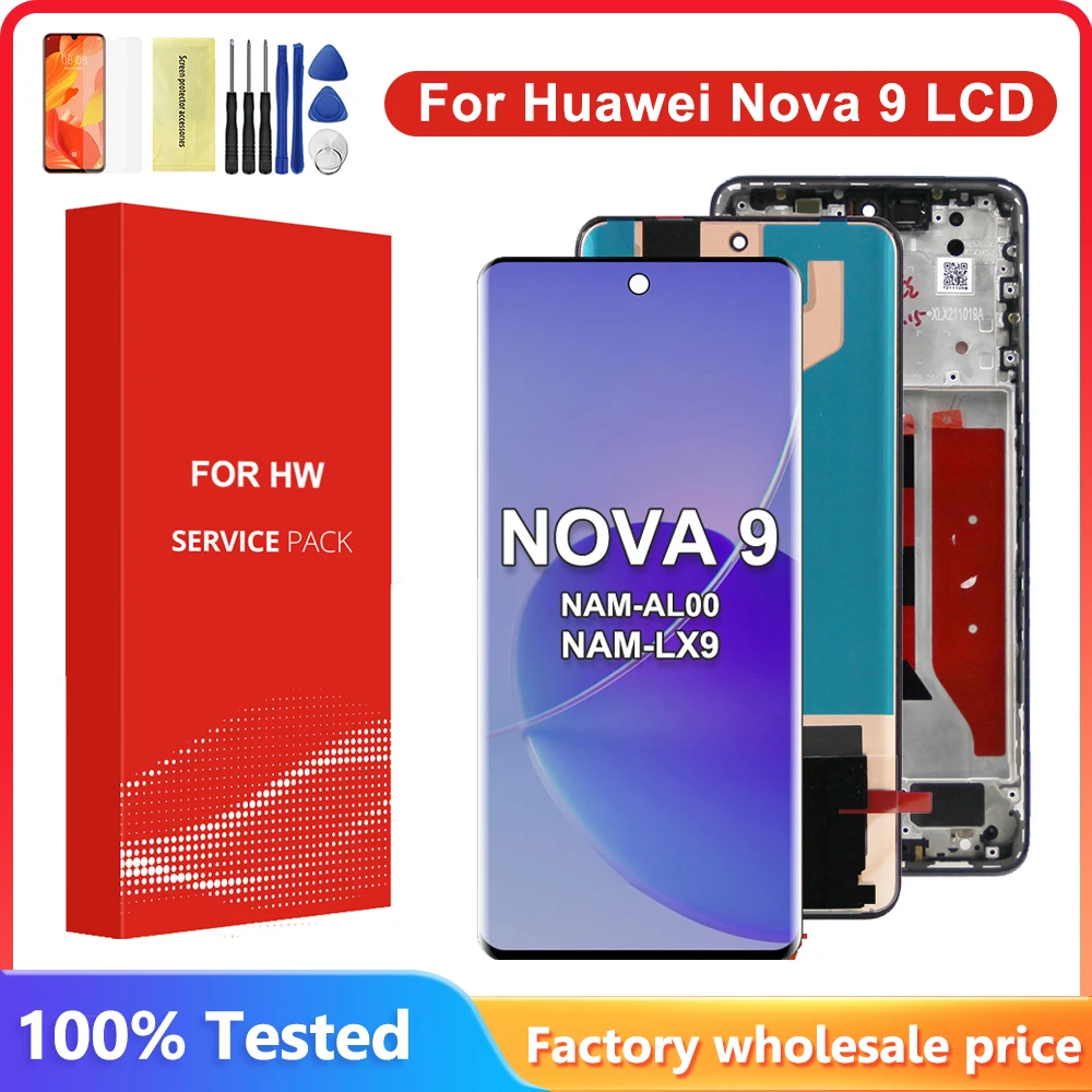 6.57\'\' For Huawei Nova 9 LCD Touch Screen Digitizer With Frame Assembly For Huawei Nova9 NAM-AL00, NAM-LX9 Display