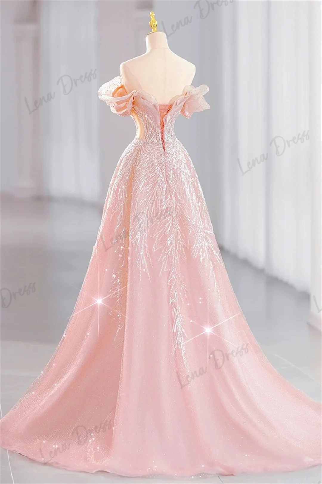 Lena abito da sera da donna abito da sera abiti da sposa alla moda perline rosa eleganti abiti da festa da donna per occasioni formali Prom