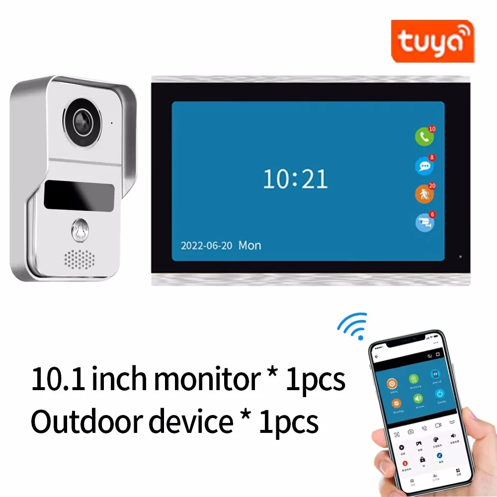 Smart 7 Inch Monitor WiFi Tuya Video Doorbell Outdoor Door Bell Waterproof IP65 Intercom Inductive Card Unlock Door Phone Camera