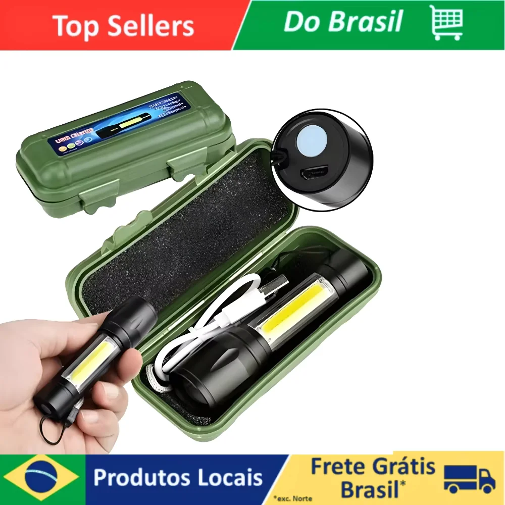 Mini Lanterna Tática Com Zoom E Led Recarregável Usb Lanterna De Mao 535