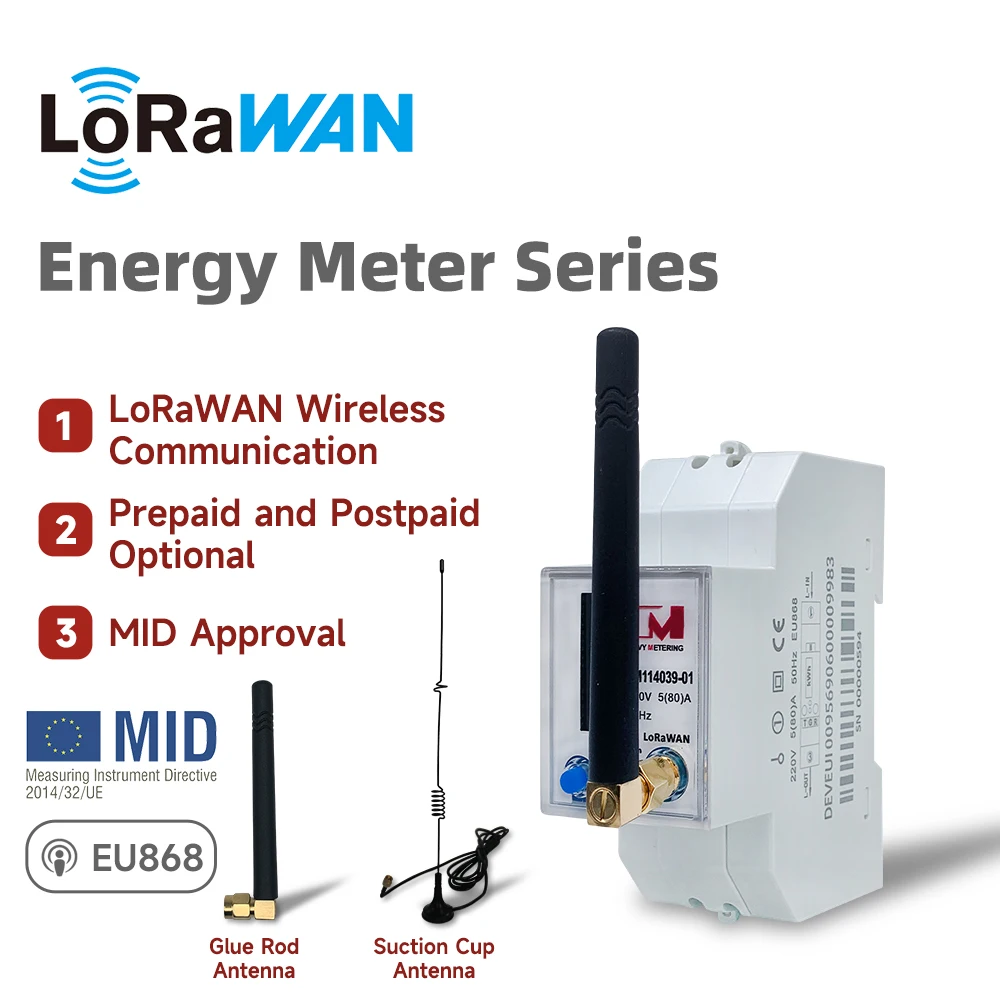 Fase Lora 868 915 923 Mhz Lorawan Inteligente Medidores de Energia Elétrica para o Sistema Iot Em114039