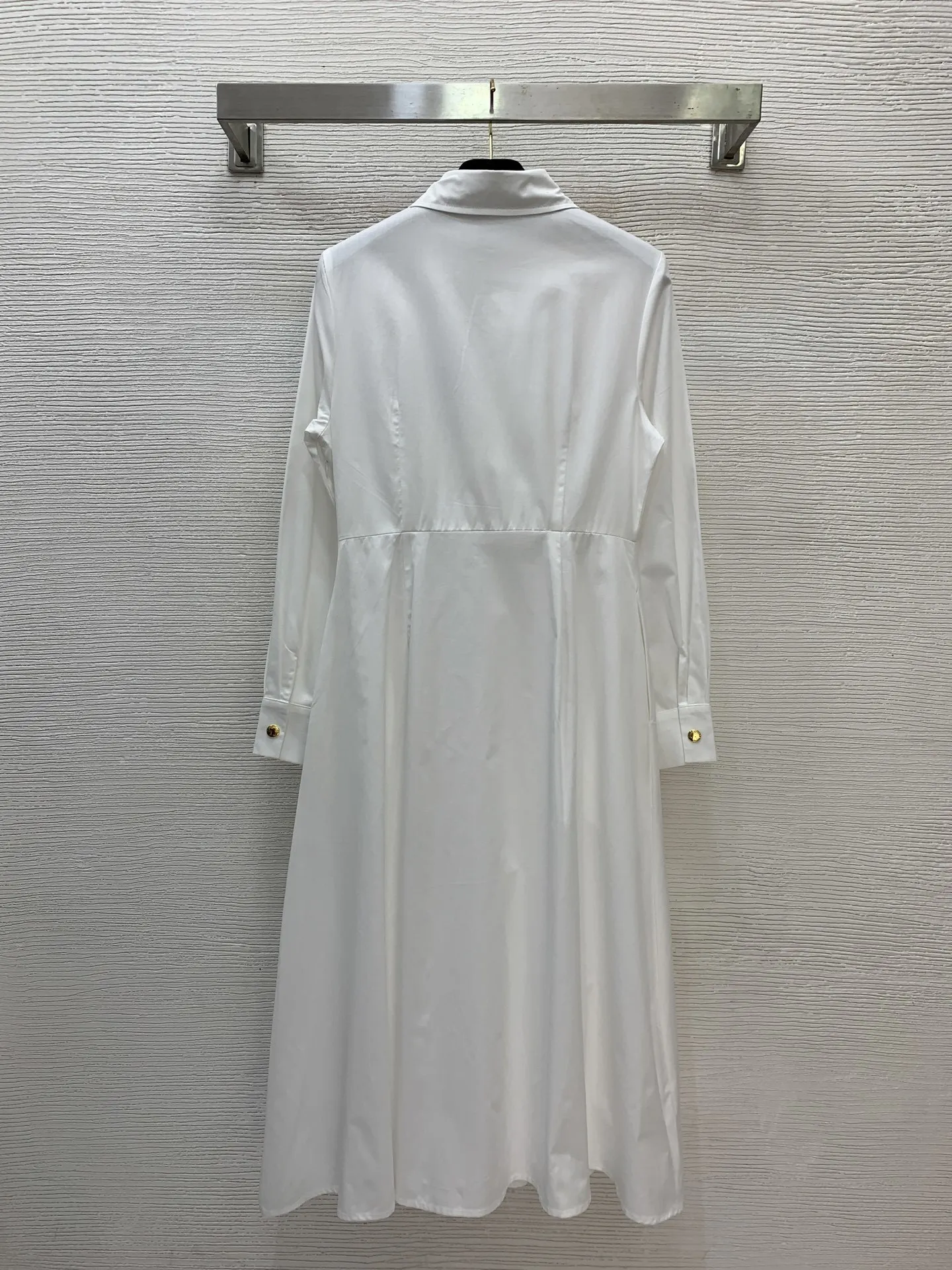 

2026 Women New Style Fashionably Simple Collar Long Sleeved Single Button Shirt Belt Decorated Long Dress