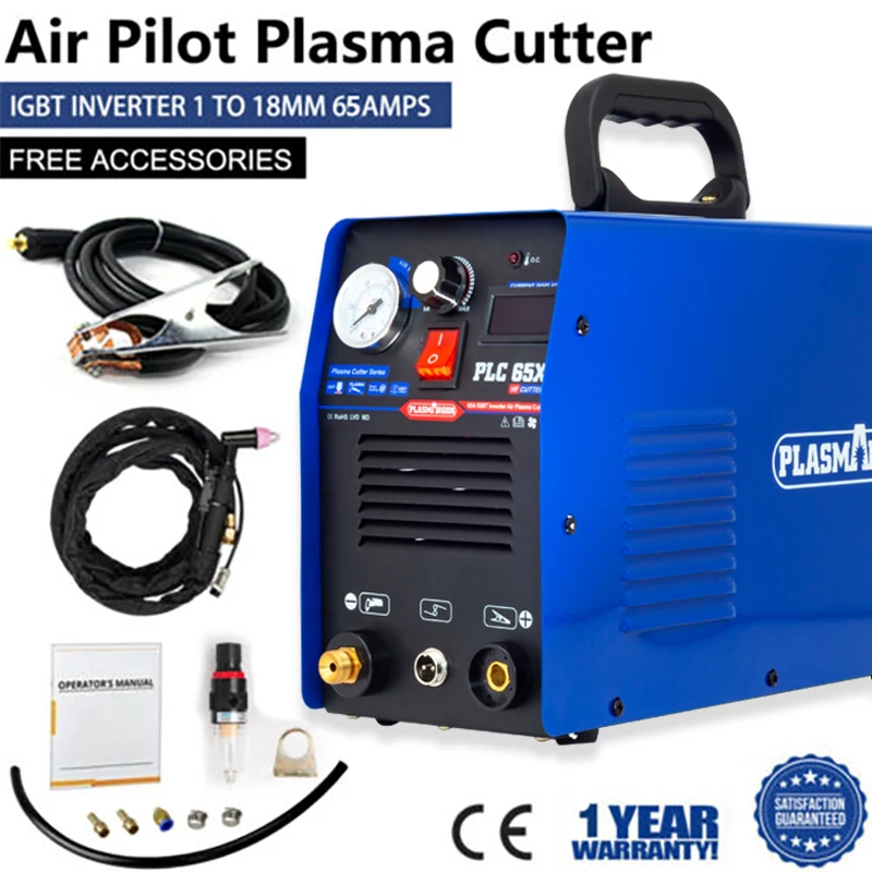 

Plasma Cutting Machine PLC65 220V or 110/220V+/-15% 65Amp HF Cutting 18mm Copper Aluminum Iron Carbon Steel Metal Plasma Cutter