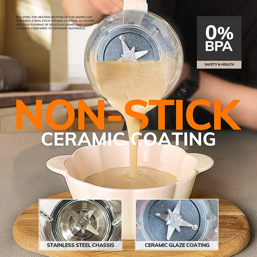 MIUI 1.5L Quiet Blender Low Noise Food Processor Soundproof Heat Milk Soup Quiet Smoothie Blender for Home Kitchen Self-Cleaning