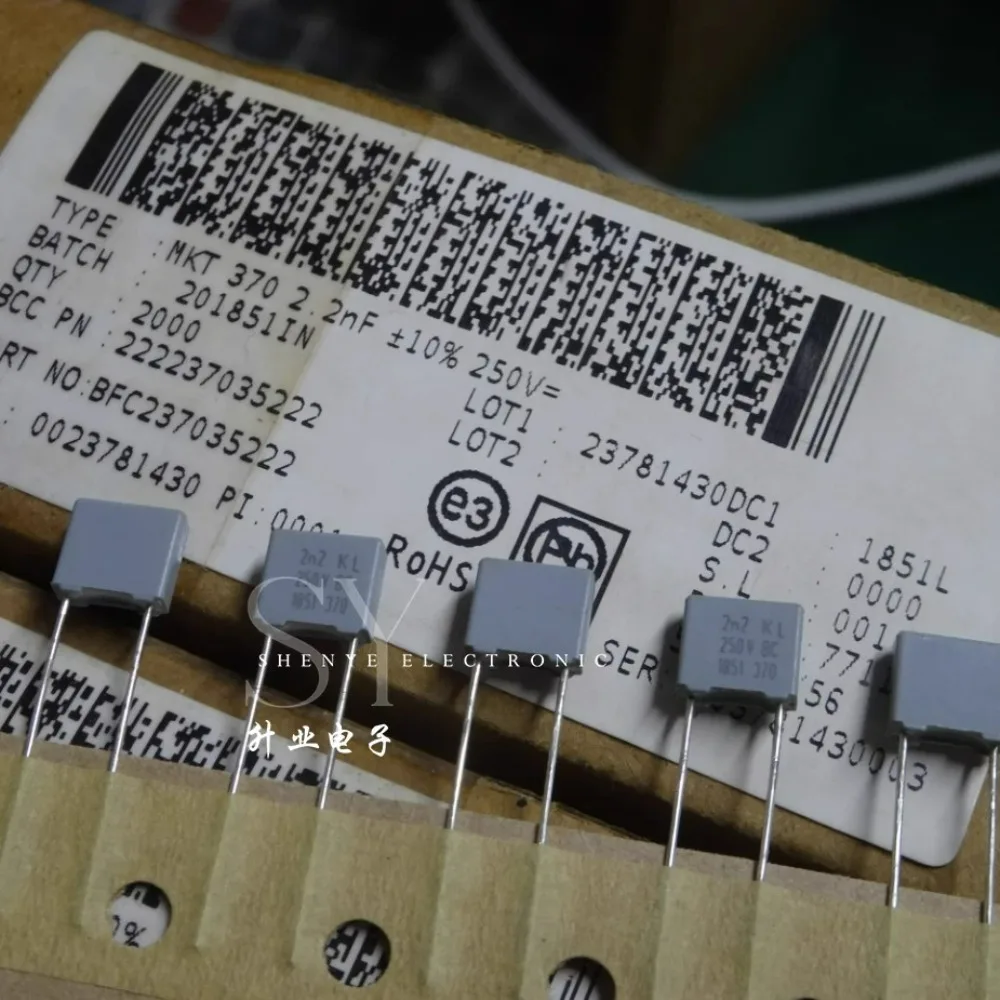 20pcs/lot MKT370 0.0022uf 250V 2.2nf 2n2 2200pf 222 K Brand New 5mm Film Capacitor BFC237035222
