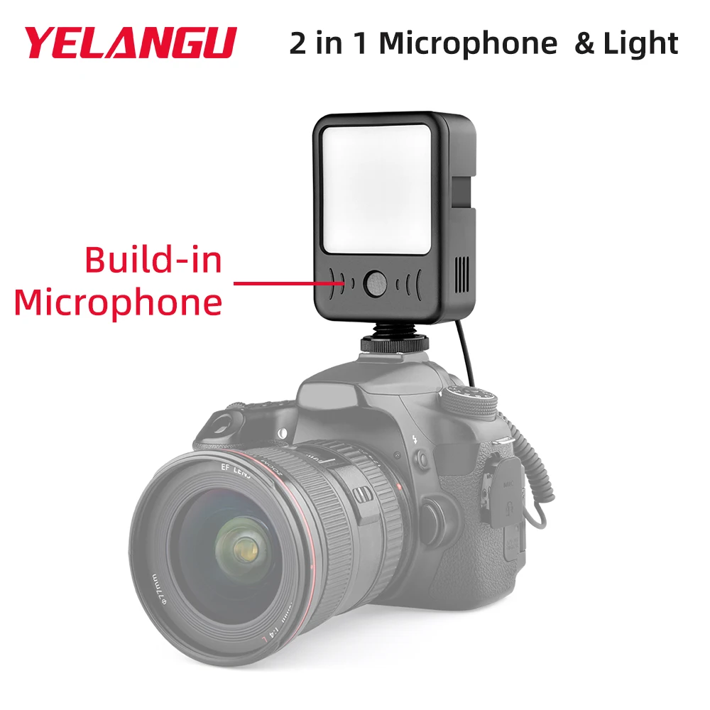 YELANGU 2 in 1 LED Video Light with Professional Microphone Vlog Video Kit for Vlog TikTok Youtube Live Streaming Portable