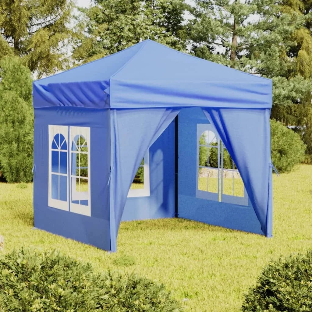 Vidaxl Blue Folding Party Tent With Sidewalls 2X2 M Outdoor Products Sunshade And Rainproof Outdoor