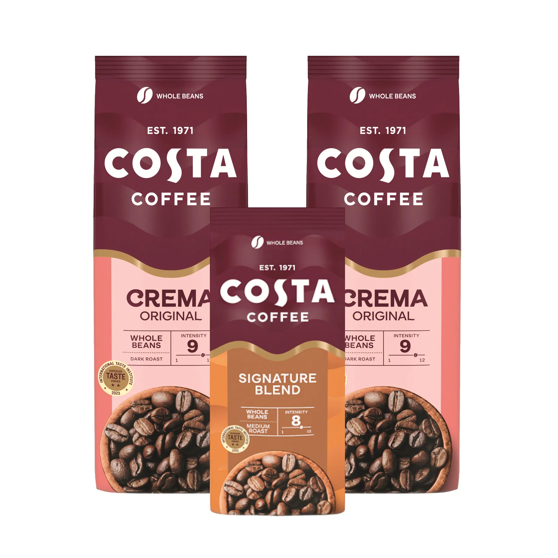 COSTA COFFEE Crema Blend coffee 2x1kg + FREE Medium signature blend 200g