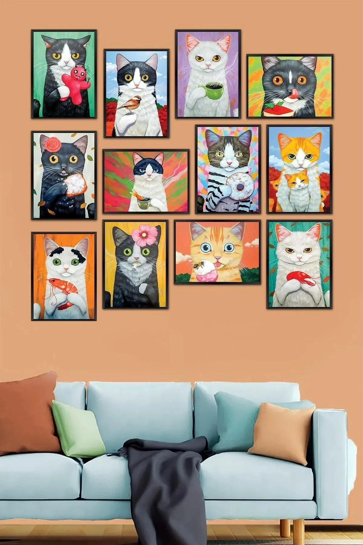 Feline Fusion Collection: Creative MDF Canvas Set with Multiple Adorable Cat Themes-Charming Home Decor Various Designs Included