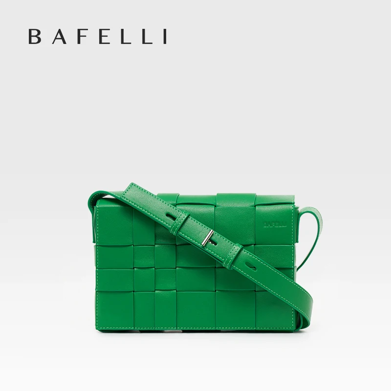 BAFELLI HANDBAG 2026 NEW WOVEN FASHION GENUINE LEATHER BOX BAG SHOULDER CROSSBODY PURSE WOMEN'S FEMALE LUXURY BRAND CLASSICAL
