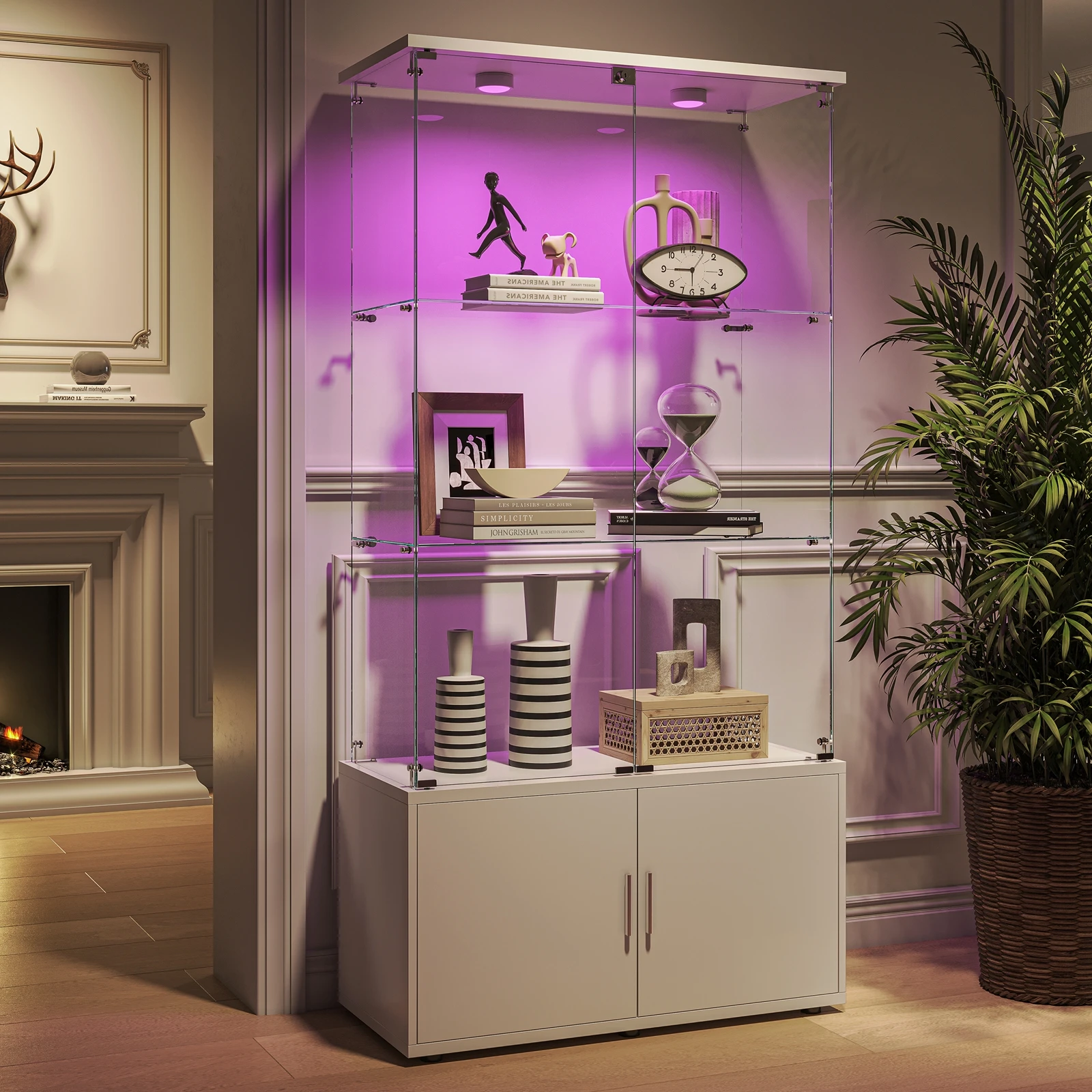 عرض زجاج LED عرض زجاجي لبابين، خزانة عرض زجاجية 3 نظارات مع قفل فيتيميوبيل #4