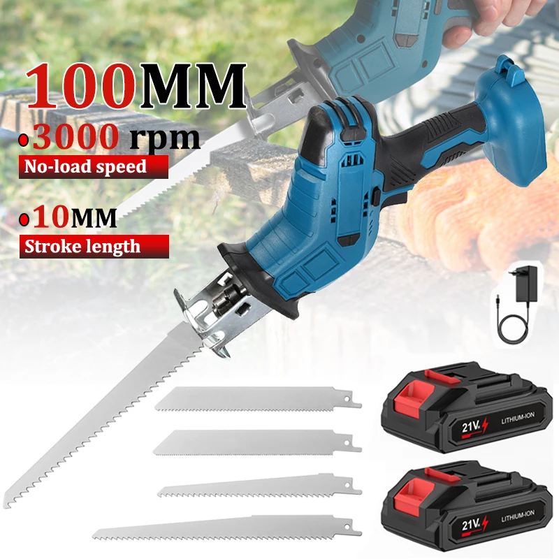 Kabellose Säbelsäge mit 10 mm Hub für Metall-/Holzschnitte, 0-4000 U/min, werkzeugloser Klingenwechsel, Elektrowerkzeug für Makita 18V Akku